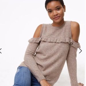 EUC! Loft Cold Shoulder Ruffle Sweater